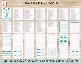 365 プロンプト ジャーナル、メンタル ヘルス ジャーナル、セルフ ケア ジャーナル、ライティング プロンプト、8.5x11 インチ PDF ファイル 印刷可能、Kdp インテリア、バインダー ジャーナル