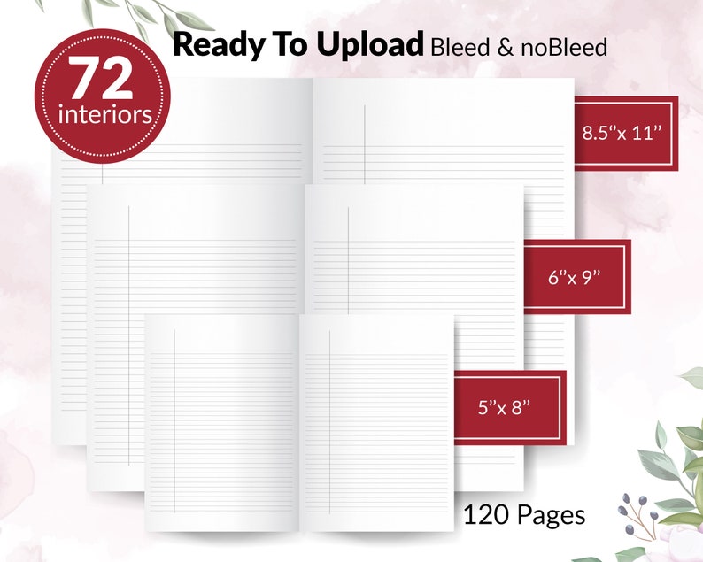 72 Amazon KDP interiors Bundle for Blank Journal & Notebook, Lined , grid , dotted ...Ready To Upload PDF COMMERCIAL Use image 5