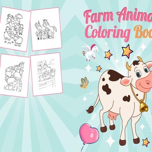 Farm Animals Coloring Book for Kids, 8,5x11 Printable PDF File Kids ...