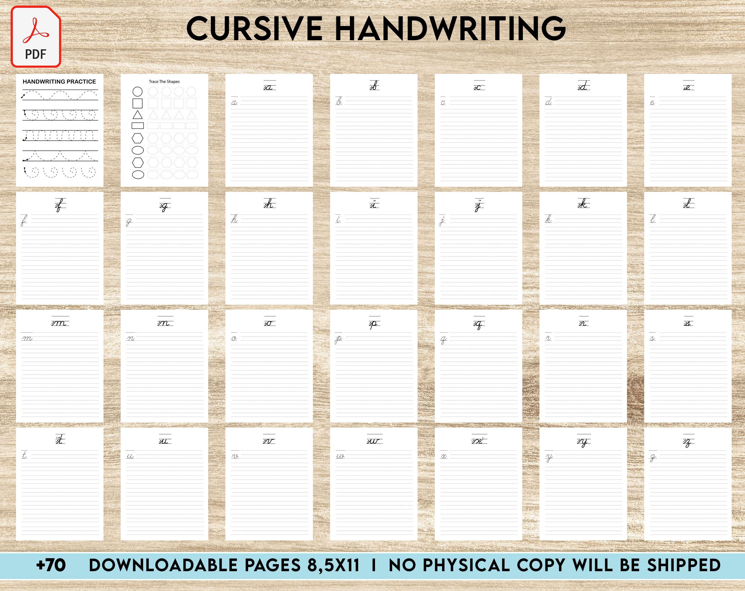 Cursive Handwriting Workbook PDF, Kids Activity Book, Ages 2-8 - Etsy