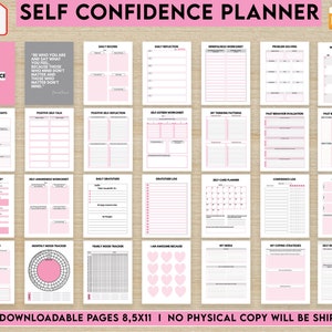 Self-confidence self-esteem self-care wellness self-love Prompts guided Printable journal 34 Pages PDF, 8.5x11" COMMERCIAL Use