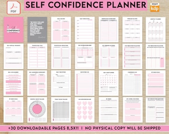 Self-confidence self-esteem self-care wellness self-love Prompts guided Printable journal 34 Pages PDF, 8.5x11" COMMERCIAL Use