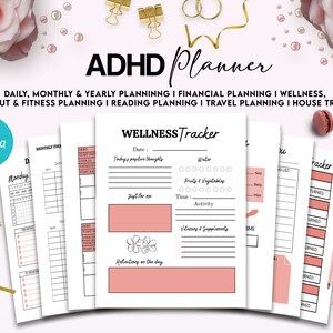 Customizable Adult ADHD journal, Adhd Life Planner Printable bundle, +160 editable Canva Templates, Planners, trackers, checklist. image 2