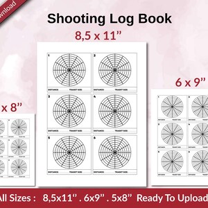 Shooting Log Book 120 pages Ready to Upload PDF used as Low Content Planner tracker or Log Book KDP, Size 6x9 8.5x11 5x8 Commercial Use