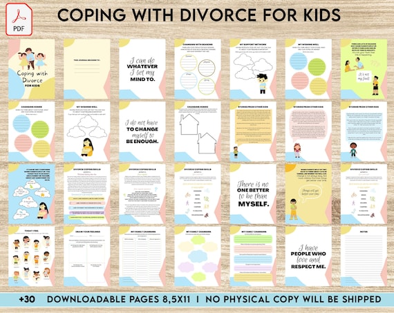 Coping With Divorce for Kids, Kids therapy, coping skills, divorce kids, Digital Download PDF file 8,5x11 inch