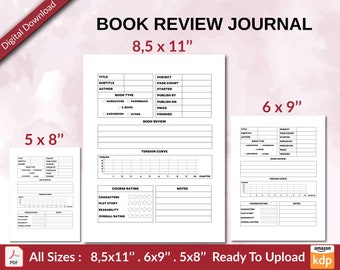 BOOK Review Journal 120 pages Ready to Upload PDF used as Low Content Planner tracker or Log Book KDP, Size 6x9 8.5x11 5x8 Commercial Use