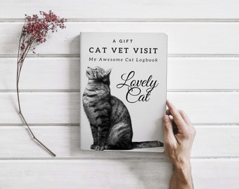 Cat Pet Vet Visit Book Cover Template Canva Editable For Notebook Journal Covers, Canva template For KDP Cover 6x9" 120 pages