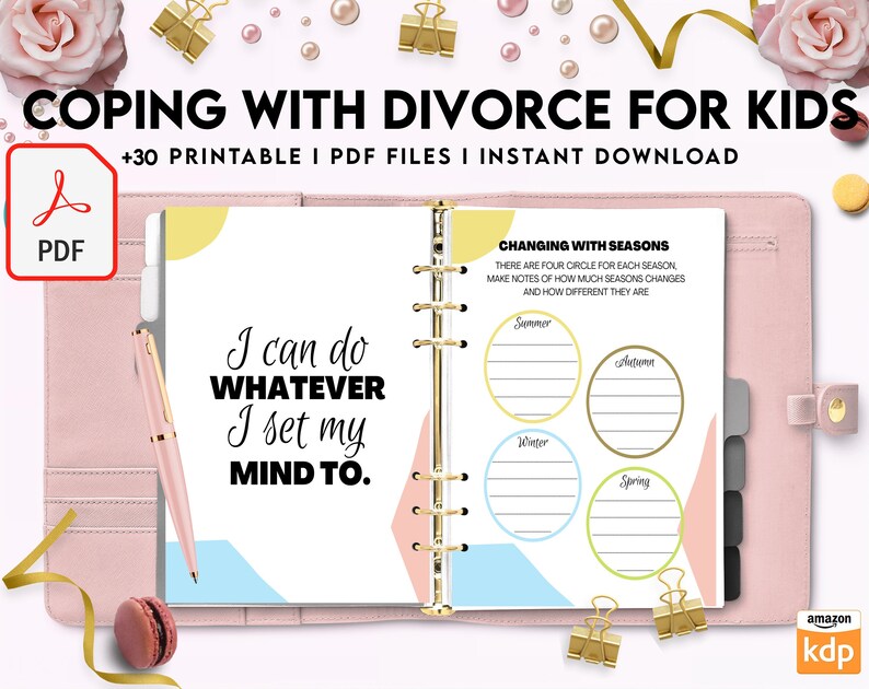 Coping With Divorce for Kids, Kids therapy, coping skills, divorce kids, Digital Download PDF file 8,5x11 inch image 6