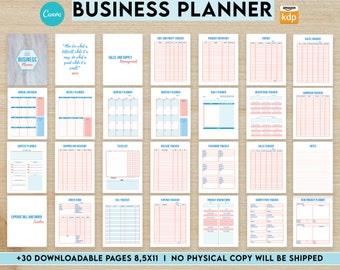 Business & Small Business Planner journal 33 Editable Templates, 8.5x11" Canva KDP Planner editable interiors Bundle COMMERCIAL Use