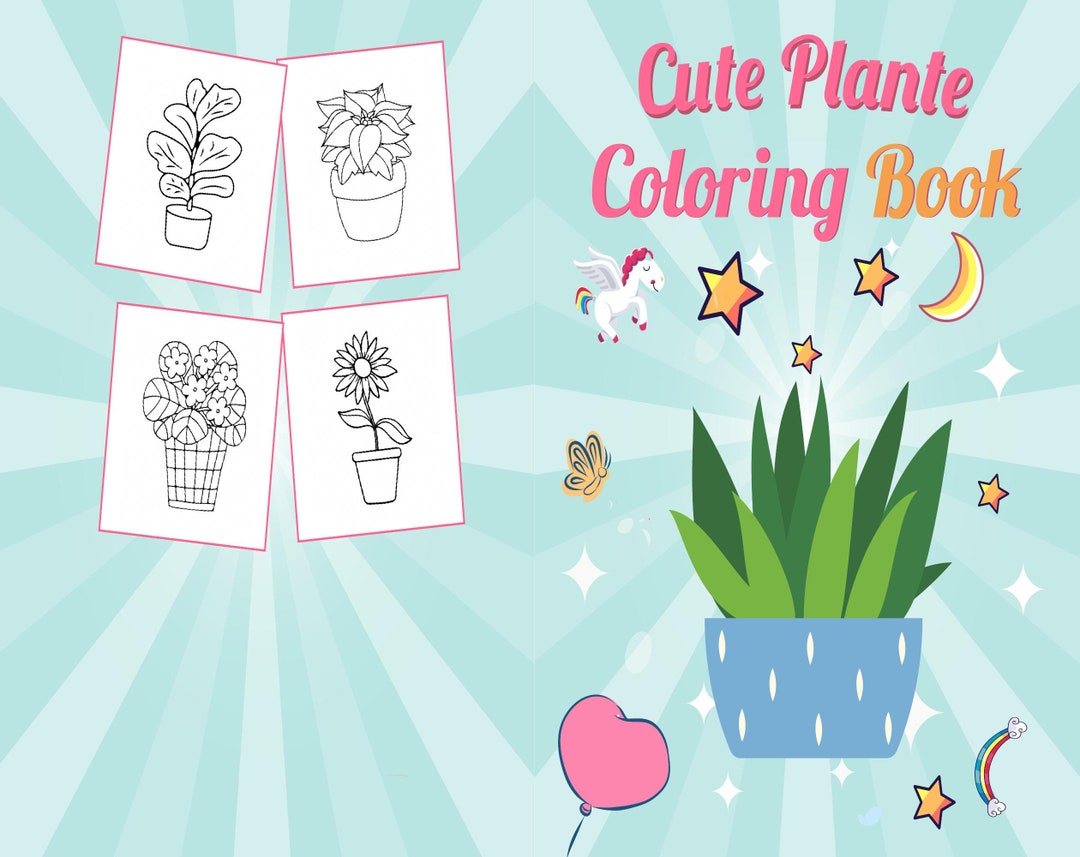 Cute Plante Coloring Book for Kids 85x11 Printable PDF File - Etsy