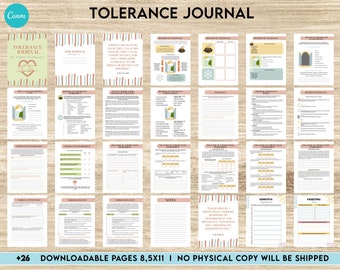 Tolerance Journal, window of tolerance, therapy journal , self discovery, self esteem, Editable Canva Templates 8,5x11 inch