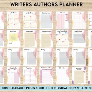 Author Planner, Writers Planner, Book Writing Planner, Novel Planner, 8,5x11&quot; PDF FILE Printable, Kdp interior