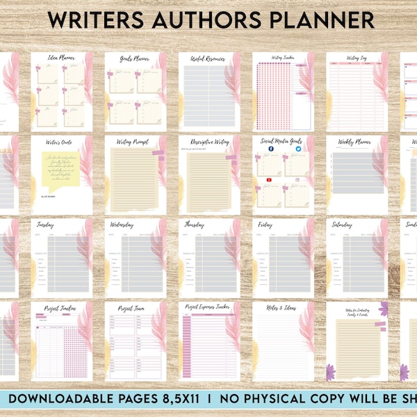 Author Planner, Writers Planner, Book Writing Planner, Novel Planner, 8,5x11" PDF FILE Printable, Kdp interior