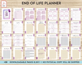 End Of Life Planner Final Wishes Planner, Emergency Binder Printable Legacy Planner Funeral Estate Planning Organizer, 8,5x11" Printable