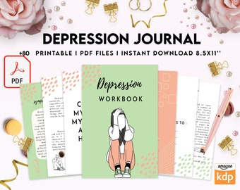 Depression Journal, Therapy journal, Mental health journal, Anxiety journal, Bipolar disorder Digital Download PDF file 8,5x11 inch