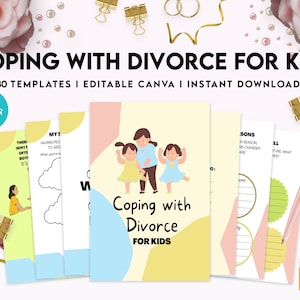 Coping With Divorce for Kids, Kids therapy, coping skills, divorce kids, Editable Canva Templates 8,5x11 inch
