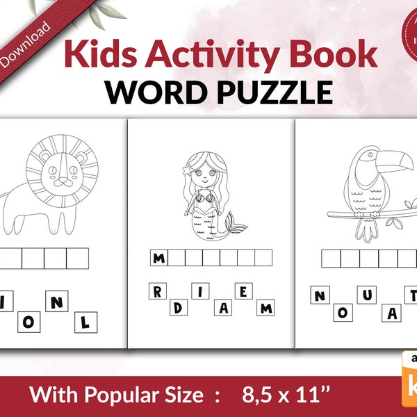 Word Puzzles For Kids Activity Book KDP interior, Kids Activities Template Ready To Upload PDF COMMERCIAL Use 8.5x11"