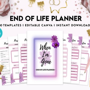 End Of Life Planner Final Wishes Planner, Emergency Binder Editable Templates Legacy Planner Funeral Planner Estate Planning Organizer