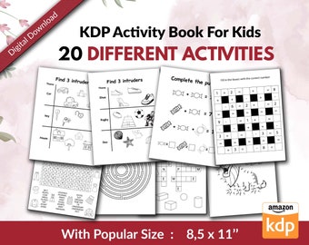 Kids Activity Book KDP Contains Puzzles, dot to dot, mazes ... Kids Activities Template Ready To Upload PDF COMMERCIAL Use 8.5x11"