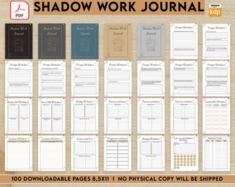 Journal de travail de l'ombre Avec 100 pages Invites, enfant intérieur, découverte de soi, imprimables spirituels Cahier d'exercices PDF, travail d'ombre KDP 8,5 x 11 po