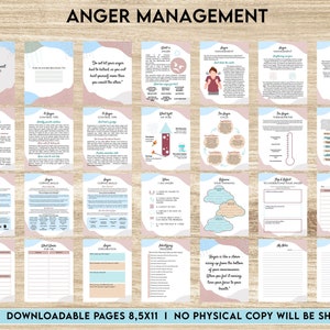 Anger Management for Adults, therapy journal , mental health, self care journal, Digital Download PDF file 8,5x11 inch
