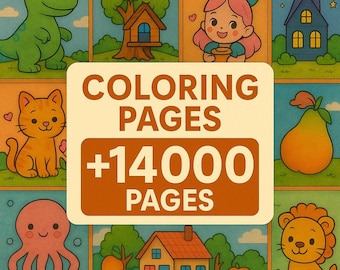 14000+ Coloring Pages for all ages – Anti stress, Relaxing Cozy Cute, Printable Coloring Book bundle, bold and easy for kids and adults