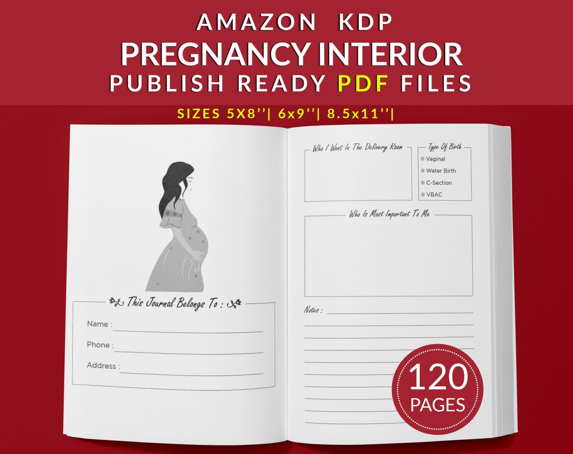 Pregnancy Journal 120 Pages Ready to Upload PDF Commercial Use Etsy