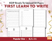 First Learn To Write KDP Kids interior Activity Book Journal / Notebook / Low Content Book, Template Ready To Upload PDF COMMERCIAL Use