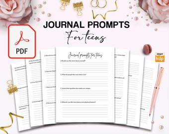 Teens self-discovery Promptly Journal 51 Pages, 8.5x11" KDP Planner interior COMMERCIAL Use