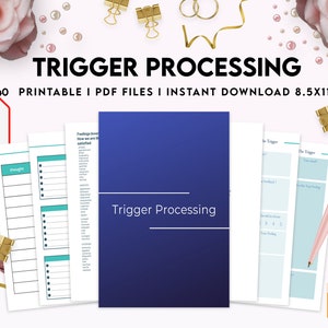 Trigger Processing journal, Thought Journal for daily self care, mental health, emotion list with breakdown worksheets, 8,5x11" Printable image 8
