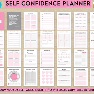 Self-confidence & self-esteem guided journal With Prompts 34 Editable Templates, 8.5x11&quot; Canva KDP Planner editable interiors Bundle