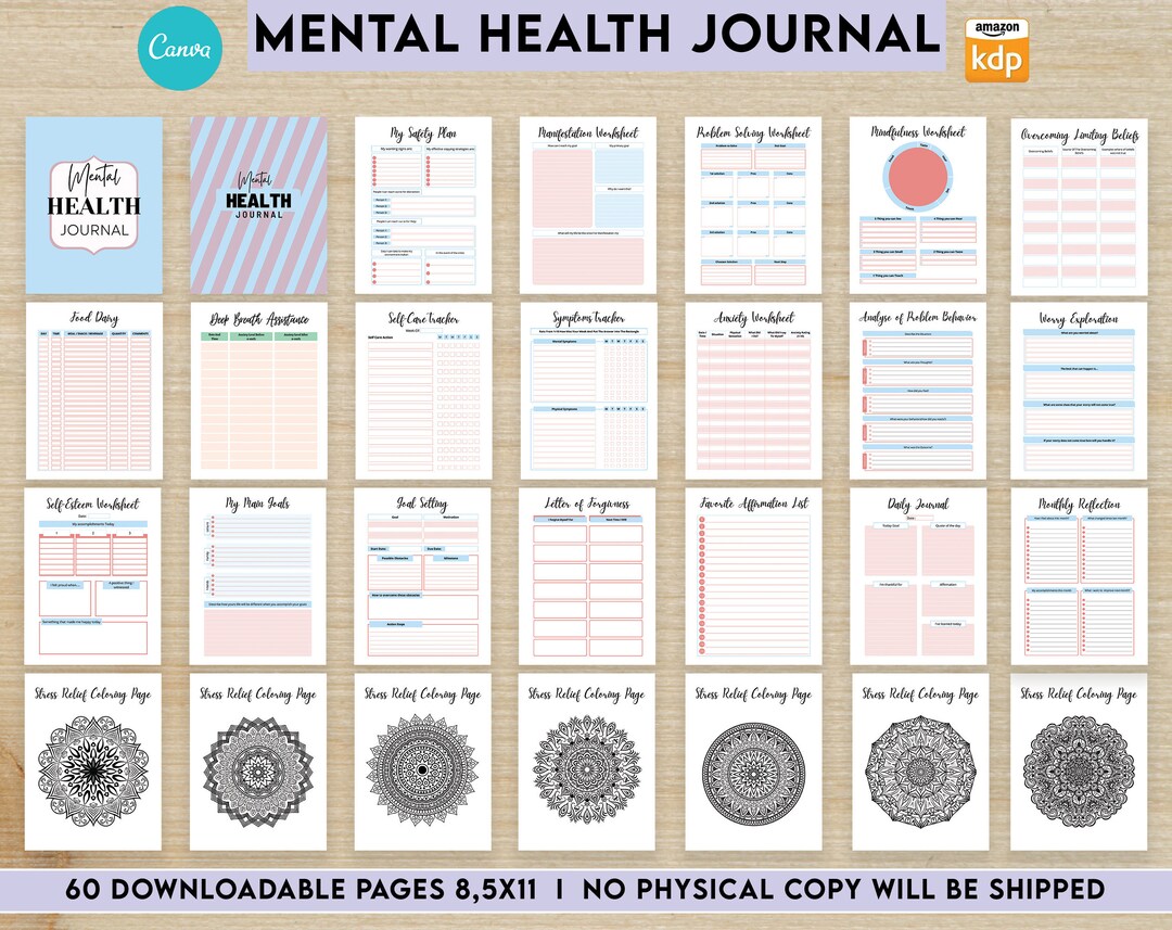 Mental Health Guided Therapy Journal With Prompts 60 Editable - Etsy