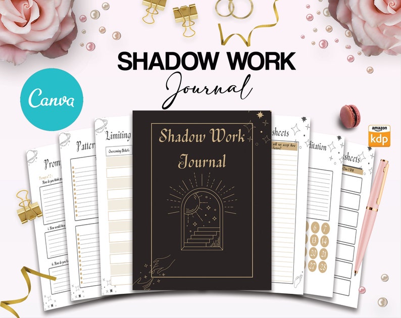 Shadow work guided journal With Prompts 100 Editable Templates, 8.5x11 Canva KDP Planner editable interiors Bundle COMMERCIAL Use image 2