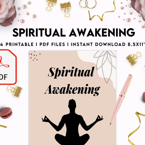 Printable Spiritual Awakening Workbook, meditation journal, Self Discovery, Anxiety, Printable journal with Prompts