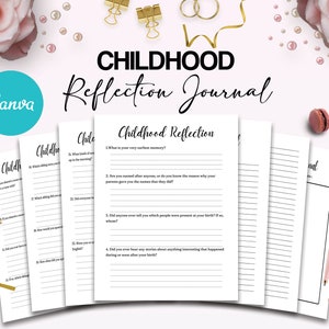 Childhood Reflection guided journal With Prompts 30 Editable Templates 100 questions, 8.5x11" Canva KDP Planner editable interiors Bundle