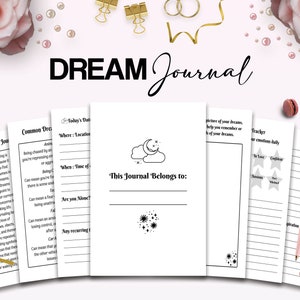 Dream Journal 7 Editierbare Canva Vorlagen für Journal, Canva KDP Traum logbook bearbeitbar Innen 6x9" Low Content Buch