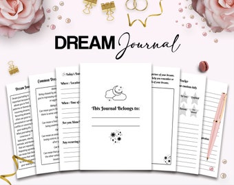 Dream Journal 7 Editable Canva Templates for Journal, Canva KDP dream logbook editable interior 6x9" low content book