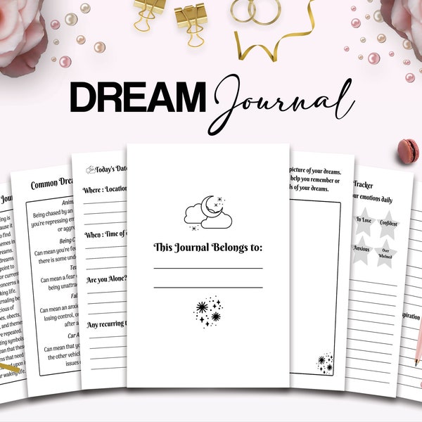 Dream Journal 7 Modèles Canva modifiables pour journal, canva KDP journal de rêve intérieur modifiable 6x9 « livre à faible contenu