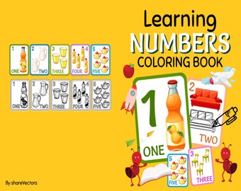 Learning Numbers 1 to 10 Activity book PDF File 8.5x11 inch For Kids aged 2-4 4-8,  KDP interior Ready To Upload COMMERCIAL Use