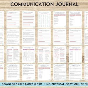 Communicatiedagboek, DBT interpersoonlijke effectiviteit, geestelijke gezondheid afdrukbaar, therapiewerkbladen, 8,5x11" PDF-BESTAND afdrukbaar
