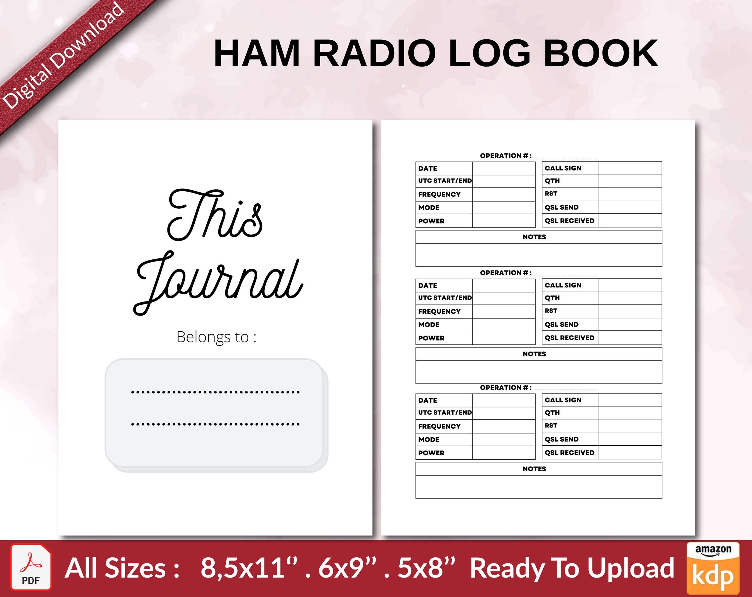 HAM Radio Log Book 120 Pages Ready to Upload PDF Used as