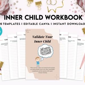 Inner Child Shadow Work, Journal Prompts, Editable Templates Workbook Mental Health, Editable Templates Journal Pages, Canva Editable