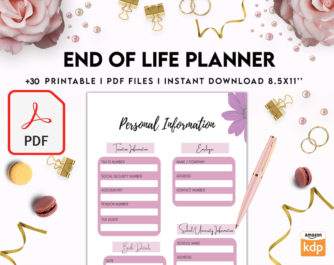 End of Life Planner Final Wishes Planner, Emergency Binder Printable ...