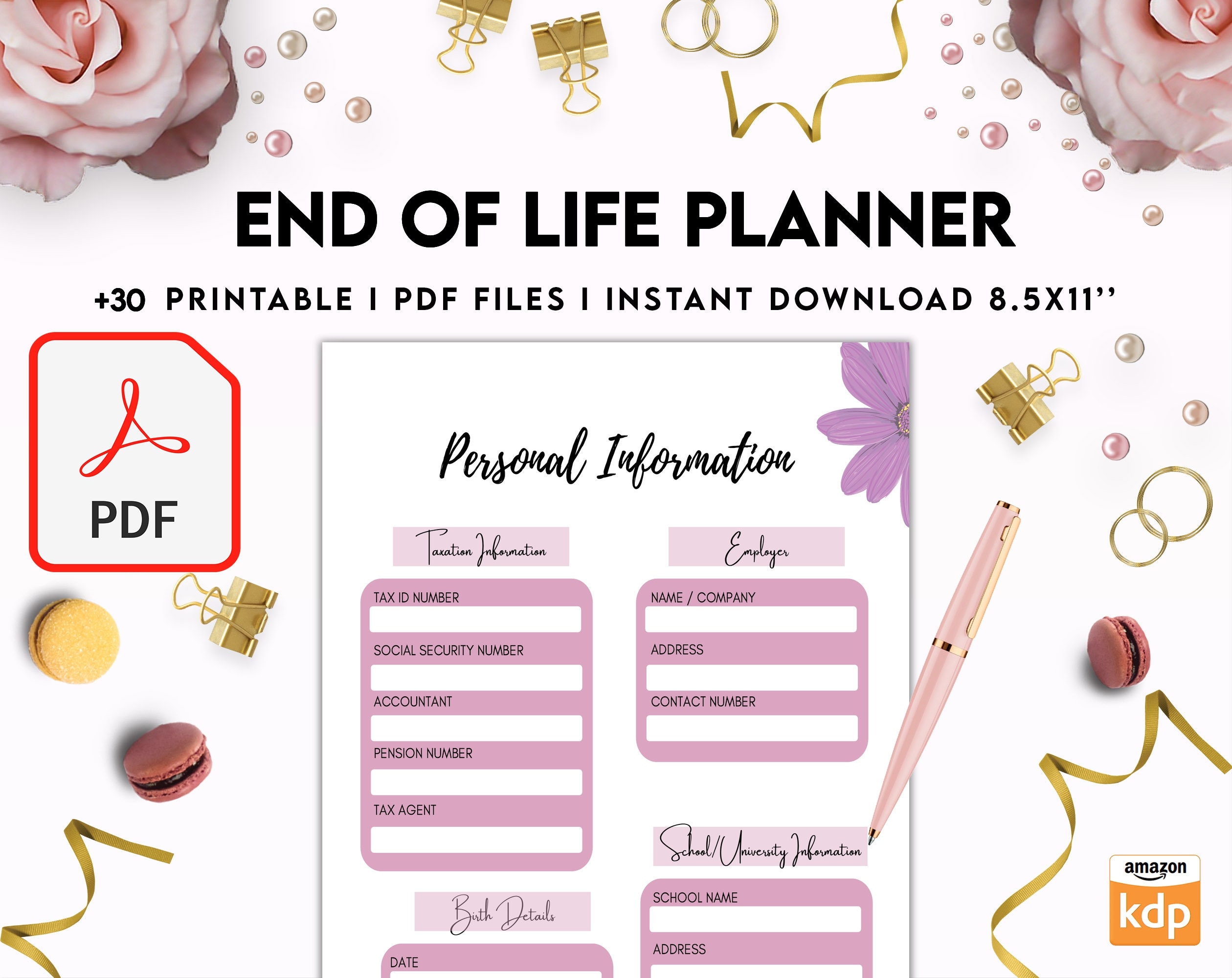 End of Life Planner Final Wishes Planner, Emergency Binder Printable ...