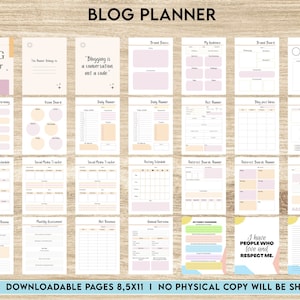 Blog Planner, Planner for blogger, social media Planner, content planner, Editable Canva Templates 8,5x11 inch