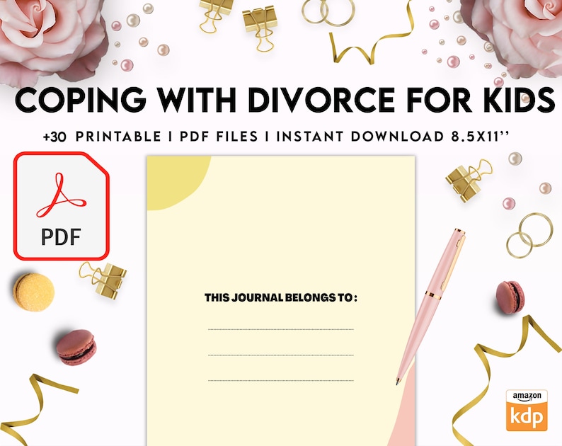Coping With Divorce for Kids, Kids therapy, coping skills, divorce kids, Digital Download PDF file 8,5x11 inch image 3