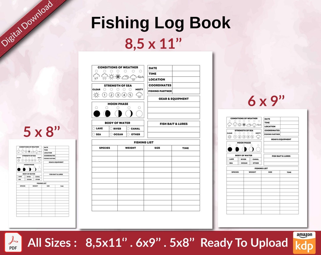 Fishing Log Book 120 Pages Ready to Upload PDF Used as Low