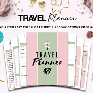 Travel Planner Editable 12 Templates for Journal, 8.5x11&quot; inch or A4 Canva printable, also used as KDP Planner editable interiors Bundle