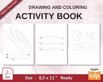 Drawing and Coloring Activity Book , Learn to draw PDF File 8.5x11 inch For Kids aged 2-4 4-8,  KDP interior Ready To Upload COMMERCIAL Use