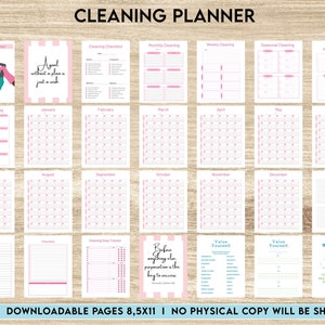 Cleaning Planner, Daily weekly monthly planner, cleaning Checklist, Cleaning tracker, 8,5x11&quot; PDF FILE Printable, Kdp interior
